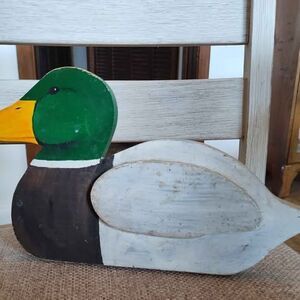 Vintage Wooden Mallard Duck Door Stop